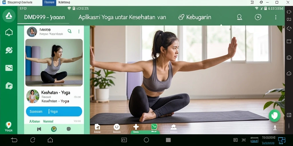 Tampilan utama aplikasi DMD999 yang menampilkan berbagai latihan yoga.