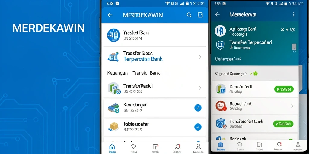Antarmuka aplikasi MERDEKAWIN untuk transfer bank yang efisien.