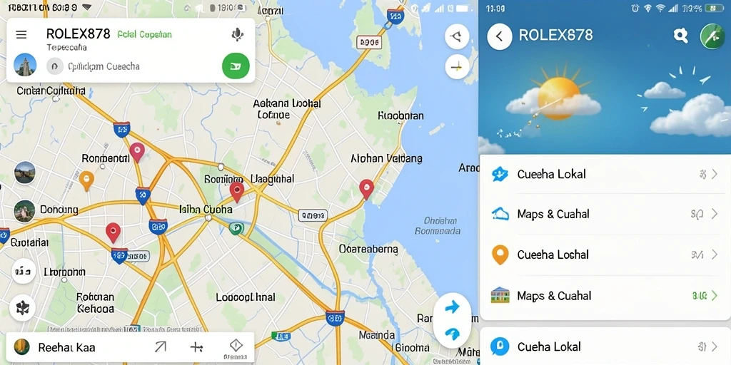 Tampilan antarmuka ROLEX878 yang menunjukkan kondisi cuaca lokal.