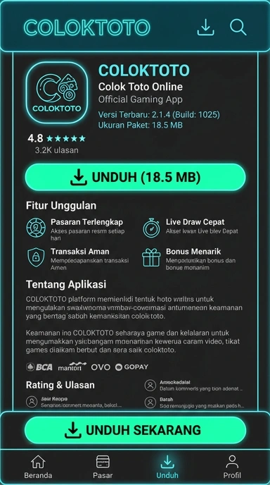 Tampilan halaman APK coloktoto